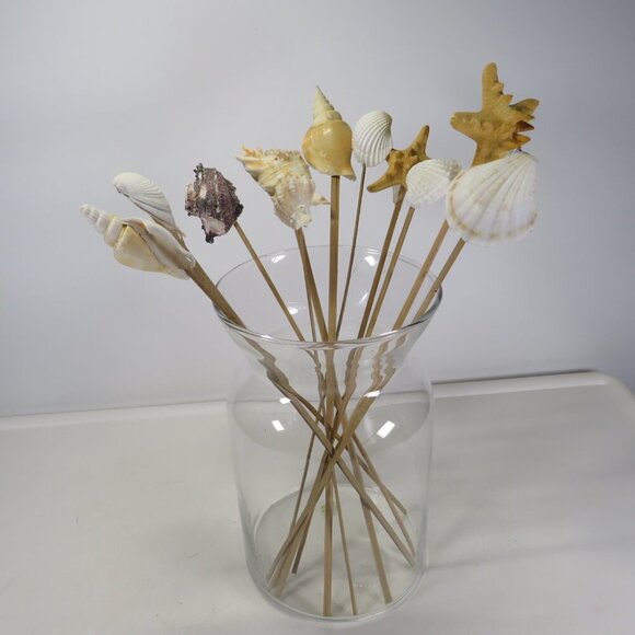 REAL seashells on wooden picks for flower arrangements 10-12" long - Picture 1 of 8